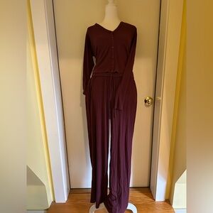 SOFT LOUNGE CARDIGAN and loose pant | BORDEAUX